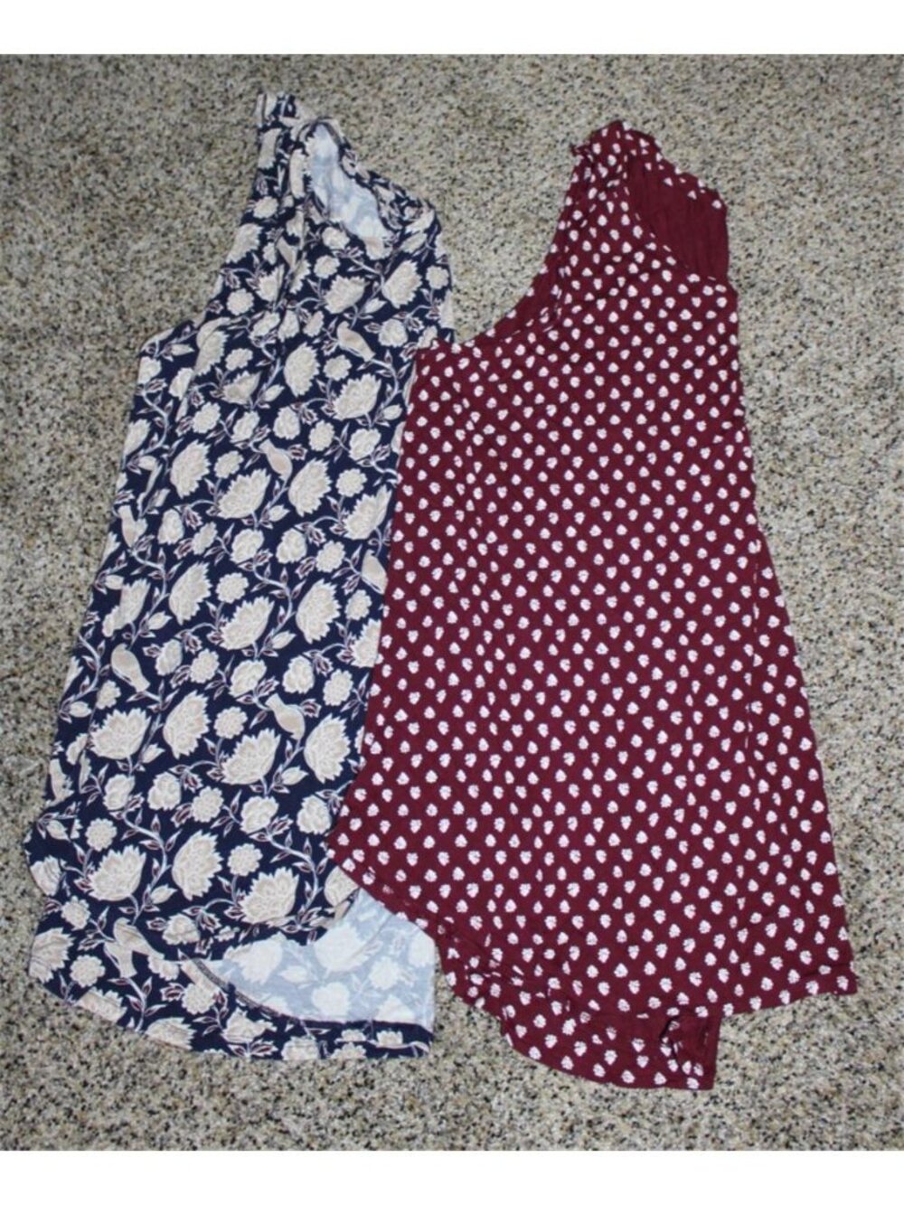 Old Navy XXL Luxe Round Neck Curved Hem Tank Top Lot Maroon Bird Floral Swing